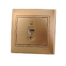 Розетка компьютерная 1-м СП Мира RJ45 метал. зол. Lezard 701-1313-139