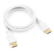 Кабель HDMI Gembird/Cablexpert, 1м, v1.4, 19M/19M, белый, позол.разъемы, экран, пакет (CC-HDMI4-W-1M)