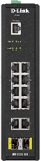 Коммутатор  D-Link DIS-200G-12S/A1A, L2 Managed Industrial Switch with 10 10/100/1000Base-T and 2 1000Base-X SFP ports 8K Mac address, 802.3x Flow Control, 802.3ad Link Aggregation, Port Mirroring, 128 of 802.1Q