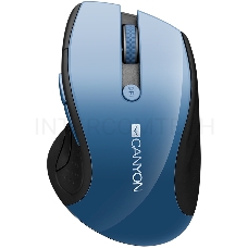 Мышь CANYON CNS-CMSW01BL Blue Gray pearl glossy USB {wireless mouse, optical tracking - blue LED, 2.4Ghz, 6 buttons, DPI 1000/1200/1600}