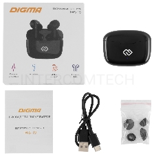 Гарнитура вкладыши Digma TWS-19 черный беспроводные bluetooth в ушной раковине (TWS19B)