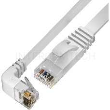 Патч-корд GCR PROF плоский 2.0m, UTP медь кат.6, белый, верхний угол, ethernet high speed 10 Гбит/с, RJ45, T568B