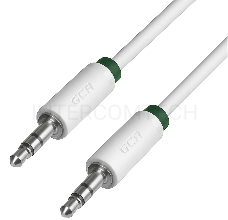 Кабель аудио Greenconnect 0.25m jack 3,5mm/jack 3,5mm белый, зеленая окантовка, ультрагибкий, 28 AWG, M/M, Premium GCR-AVC1662-0.25m, экран, стерео