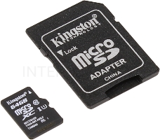 Флеш карта microSDHC 64GB microSDXC Class10 Kingston <SDCS2/64GB> Class10 UHS-I Canvas Select up to 100MB/s с адапт.