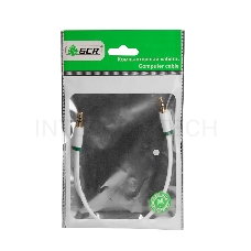 Кабель аудио Greenconnect 0.25m jack 3,5mm/jack 3,5mm белый, зеленая окантовка, ультрагибкий, 28 AWG, M/M, Premium GCR-AVC1662-0.25m, экран, стерео