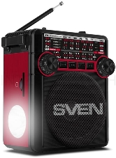 Радиоприемник АС SVEN SRP-355, красный (3 Вт, FM/AM/SW, USB, SD/microSD, фонарь, встроенный аккумулятор) АС SVEN SRP-355, красный (3 Вт, FM/AM/SW, USB, SD/microSD, фонарь, встроенный аккумулятор)