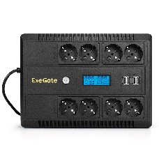 ИБП ExeGate NEO Smart LHB-850.LCD.AVR.8SH.CH.RJ.USB <850VA/510W, LCD, AVR, 8*Schuko, RJ45/11, USB, 4*USB-порта для зарядки, Black>