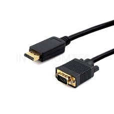 Кабель DisplayPort->VGA Cablexpert CCP-DPM-VGAM-6, 1,8м, 20M/15M, черный, экран, пакет