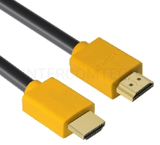 Кабель Greenconnect 1.0m HDMI версия 2.0, HDR 4:2:2, Ultra HD, 4K 60 fps 60Hz/5K*30Hz, 3D, AUDIO, 18.0 Гбит/с, 28/28 AWG, OD7.3mm, тройной экран, черный, желтые коннекторы, GCR-HM441-1.0m