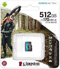 Флеш карта Kingston microSD 512GB microSDXC Class 10 UHS-I U3 V30 Canvas Go Plus 170MB/s