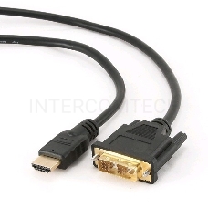 Кабель HDMI-DVI Gembird, 1.8м, 19M/19M, single link, черный, позол.разъемы, экран CC-HDMI-DVI-6