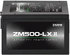 Блок питания Zalman ZM500-LXII <500W, (20+4+4+4) pin, 2x(6+2) pin, 6xSATA, 3xMolex, 12 см, кабель питания, 84%, Active P