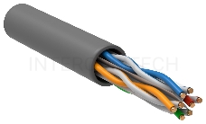 Кабель связи ITK витая пара U/UTP, кат.6, 4 пары 23AWG solid, 305м, ПВХ, серый