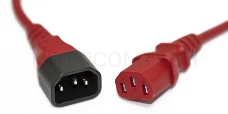 Шнур для блока питания Hyperline PWC-IEC13-IEC14, IEC 320 C13, вилка C14, 3 м, 10А, провода 3 х 1,0 кв. мм, цвет: красный