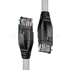 Патч-корд прямой 10.0m UTP кат.5e, серый, черные коннекторы, 24 AWG, литой, ethernet high speed 1 Гбит/с, RJ45, T568B Патч-корд прямой 10.0m UTP кат.5e, серый, черные коннекторы, 24 AWG, литой, ethernet high speed 1 Гбит/с, RJ45, T568B