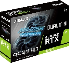 Видеокарта Asus PCI-E 4.0 DUAL-RTX3060TI-O8G-MINI-V2 LHR NVIDIA GeForce RTX 3060Ti 8192Mb 256 GDDR6 1680/14000/HDMIx1/DPx3/HDCP Ret