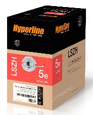 Кабель витая пара F/UTP Hyperline FUTP4-C5E-S24-IN-LSZH-GY-305 (FTP4-C5E-SOLID-LSZH-GY-305) (305 м), категория 5e, 4 пары (24 AWG), одножильный (solid), экран - фольга, LSZH, нг(С)-HF, –20°C – +75°C, серый - гарантия: 15 лет компонентная; 25 лет системная