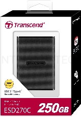 Твердотельный накопитель Transcend ESD270C, 250GB, External SSD, USB 3.1 Gen 2(USB Type-C),  R/W 520/460MB/s, Black