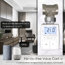 Термостатическая головка MOES Temperature Controller ZTRV-ZX-TV01 Zigbee,  AA 2шт х 1.5 V, накладная, белая