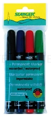 Набор маркеров перманентных Stanger M236 712020 скошенный пиш. наконечник 1-4мм 4цв.