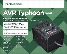 Стабилизатор, DEFENDER (99033) AVR Typhoon 1000 максимальная мощность 320 Вт