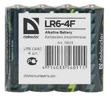 Батарейка DEFENDER BATTERY ALKALINE AA 1.5V/LR6-4F 4PCS 56011 4 шт