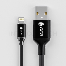 Кабель Greenconnect  3A 1.5m Apple USB 2.0, AM/Lightning 8pin MFI для Iphone 5/6/7/8/X - светодиодный, поддержка всех IOS, черный, AL корпус черный