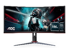 МОНИТОР 34 AOC CU34G2X Black-Red (VA, изогнутый, 3440x1440, 144Hz, 1 ms, 178°/178°, 300 cd/m, 80M:1, +2xHDMI 2.0, +Disp