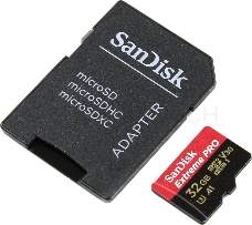 Флеш карта microSD 32GB SanDisk microSDHC Class 10 UHS-I A1 V30 U3 Extreme Pro (SD адаптер) 100MB/s