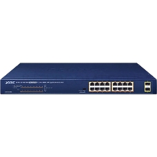 PLANET GSW-1820HP 16-Port 10/100/1000T 802.3at PoE + 2-Port 1000X SFP Ethernet Switch (240W PoE Budget, Standard/VLAN/Extend mode)