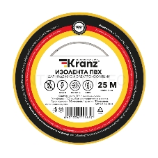 Изолента ПВХ KRANZ 0.13х15 мм, 25 м, желтая (5 шт./уп.)