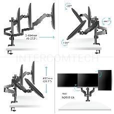 Кронштейн (держатель) ONKRON G280 для трех мониторов 13-32 дюймов настольный, черный