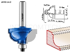 Фреза ЗУБР 28709-34.9  кромочная калевочная №7 d= 34.9мм дл.-17мм рад.-9.5мм хв.-8мм d-9.5мм