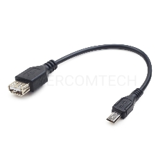 Кабель USB 2.0 OTG Cablexpert A-OTG-AFBM-03 USBAF/MicroBM, 0.15м, удлиненный разъем micro USB - 9мм,  пакет