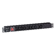 Блок розеток горизонтальный ExeGate ServerPro PDU-19H001 Al-10С13-C14-SW, 1U, Алюминий, 10 IEC 320 C13, С14, выкл. с подсветкой, черный