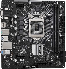 Материнская плата ASRock H470M-HVS LGA1200, H470, 2*DDR4, D-Sub+HDMI, 4xSATA3 6.0, 2xUSB 3.2, 4xUSB 2.0, mATX