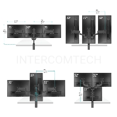 Кронштейн (держатель) ONKRON G280 для трех мониторов 13-32 дюймов настольный, черный