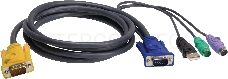 Шнур, мон., клав.+мышь USB, SPHD=)HD DB15+USB A-Тип+2x6MINI-DIN, Male-4xMale,  8+8 проводов, опрессованный,   1.8 метр., черный, (с поддерKой KVM PS/2) USB-PS/2 HYBRID CABLE. 1.8M