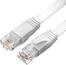 Патч-корд GCR PROF плоский прямой 2.0m, UTP медь кат.6, белый, 30 AWG, ethernet high speed 10 Гбит/с, RJ45, T568B, GCR-52858