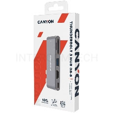 Док-станция Canyon DS-05B Multiport Docking Station with 7 port, 1*Type C PD100W+2*HDMI+1*USB3.0+1*USB2.0+1*SD+1*TF. Input 100-240V, Output USB-C PD100W&USB-A 5V/1A, Aluminum alloy, Space gray, 104*42*11mm, 0.046kg(Generation B)