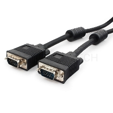 Кабель VGA Premium Cablexpert CC-PPVGA-10-B, 15M/15M, 3.0м, черный, тройной экран, феррит.кольца, пакет