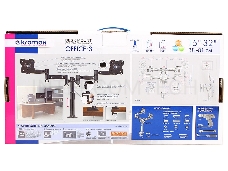 Кронштейн Kromax OFFICE-3 черный для 2-х мониторов LCD 15-32, настольный, VESA 75x75/100x100, высота 222-382мм, наклон ±15°, поворот 360°, нагрузка до 12 кг