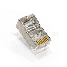 Коннектор ExeGate PL45-C5-8P8C-SH-100 RJ-45 Кат.5e (8P8C) под одножильный кабель, экранированный, золотое напыление (100шт)