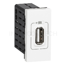 Розетка USB Legrand 077591 Mosaic для зарядки одинарная, цвет белый