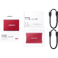 Твердотельный накопитель Samsung SSD 500GB T7 Touch, USB Type-C, R/W 1000/1050MB/s, Red