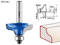Фреза ЗУБР 28710-38.1  кромочная калевочная №8 d= 38.1мм дл.-15.2мм рад.-6.3мм хв.-8мм d-12.7мм