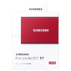 Твердотельный накопитель Samsung SSD 500GB T7 Touch, USB Type-C, R/W 1000/1050MB/s, Red