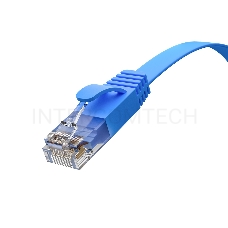 Патч-корд GCR PROF плоский прямой 2.0m, UTP медь кат.6, синий, 30 AWG, ethernet high speed 10 Гбит/с, RJ45, T568B