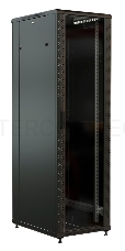 Шкаф коммутационный WRline (WR-TT-2266-AS-RAL9004) напольный 22U 600x600мм пер.дв.стекл задн.дв.стал.лист 2 бок.пан. 800кг черный 510мм 1166мм IP20 сталь