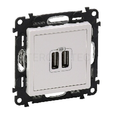 Механизм розетки USB 2-м Valena Life 240В/5В 1500мА с лицевой панелью бел. Leg 753412